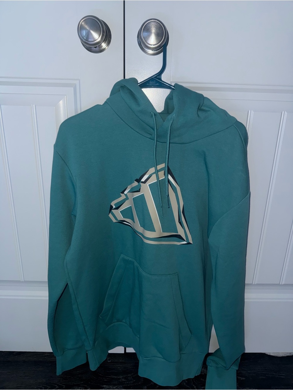 adidas Teal Pullover Hoodie with Geometric Design